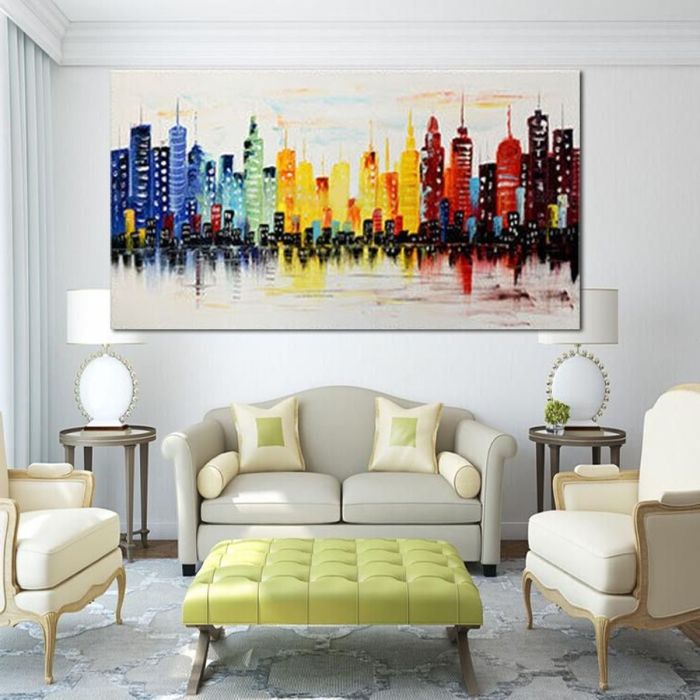 Room wall living abstract diy ideas canvas endearing washington dc yellow latest modern large painting popular bernardbeneito